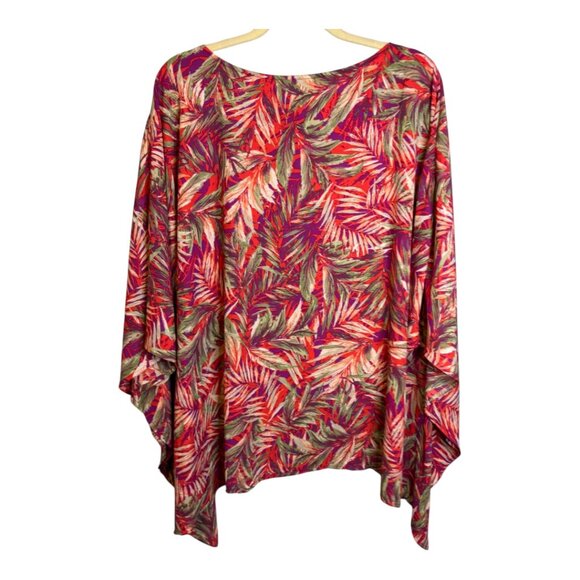 Quacker‎ Factory blouse Women's Size 2X Poncho Floral Embellished Lightweight - Picture 2 of 4
